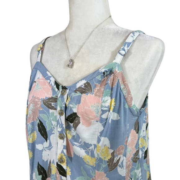 Torrid NEW Fit And Flare Rayon Slub Button Front Cami Floral Blue Med Large 10 - Picture 3 of 14